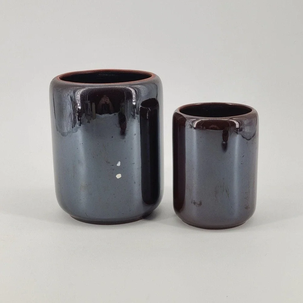 Ceramic Lusterware Hand Painted Rooster Canister Set Coffee Tea